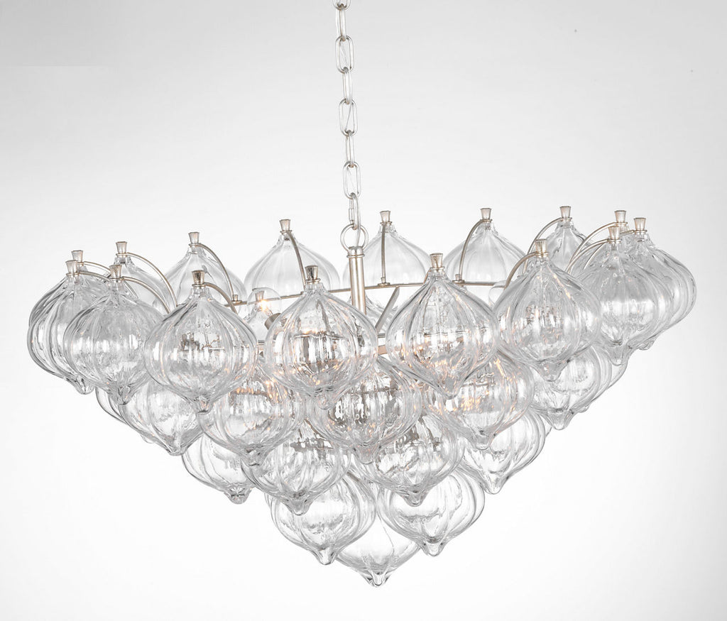 Caselli 36" Basket Chandelier | Burnished Silver Leaf | Clear Glass