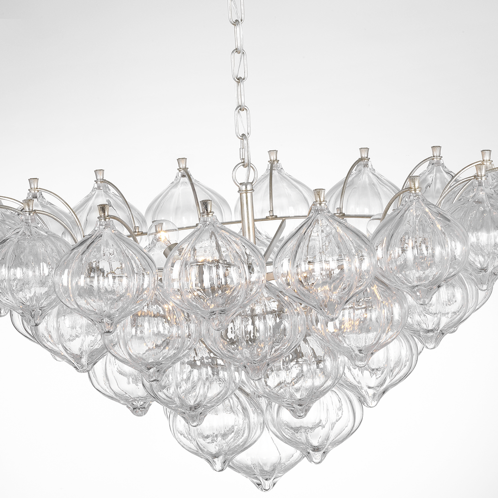 Caselli 36" Basket Chandelier | Burnished Silver Leaf | Clear Glass