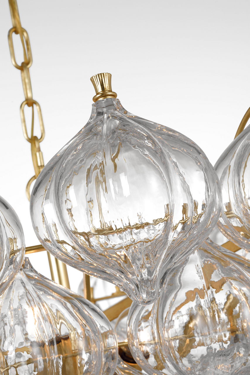 Caselli 36" Basket Chandelier | Gild | Clear Glass
