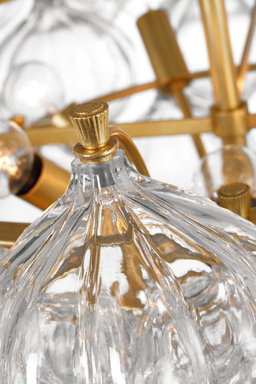 Caselli 36" Basket Chandelier | Gild | Clear Glass
