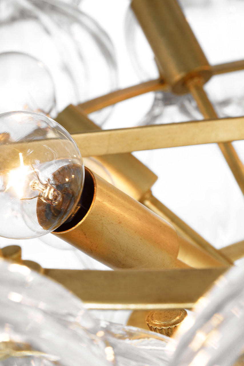 Caselli 36" Basket Chandelier | Gild | Clear Glass