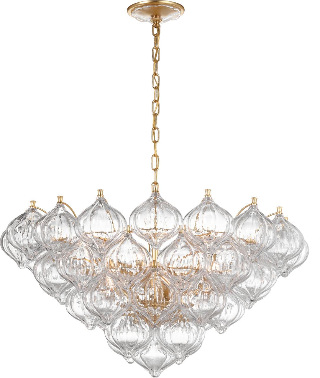 Caselli 36" Basket Chandelier | Gild | Clear Glass