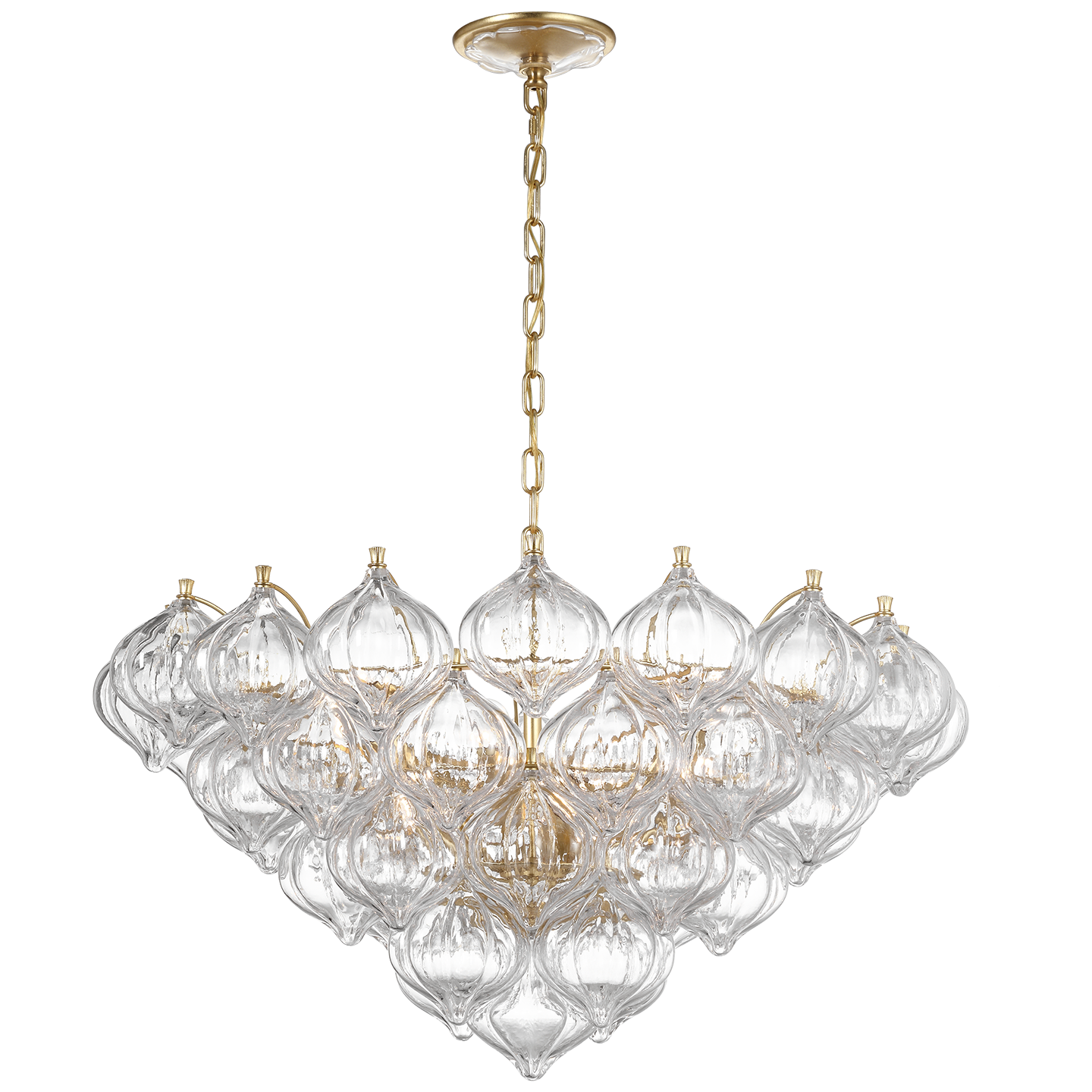 Caselli 36" Basket Chandelier | Gild | Clear Glass