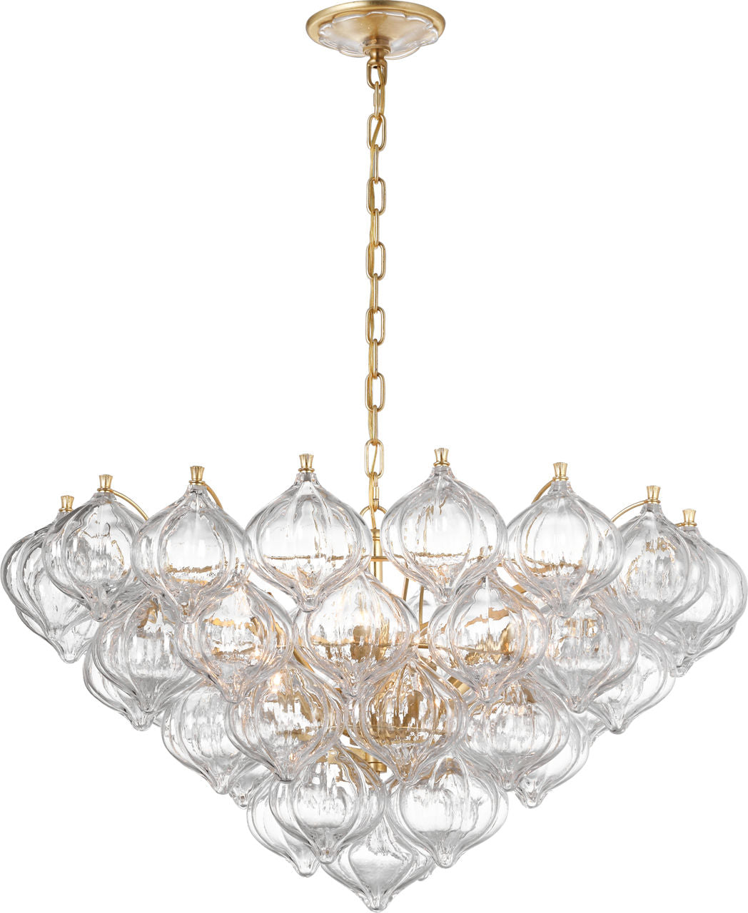 Caselli 36" Basket Chandelier | Gild | Clear Glass