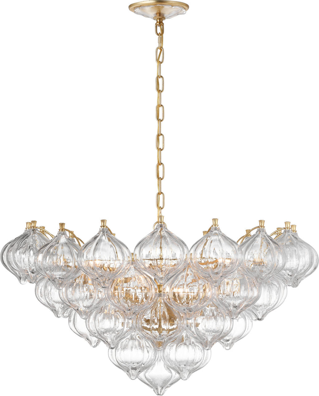 Caselli 36" Basket Chandelier | Gild | Clear Glass