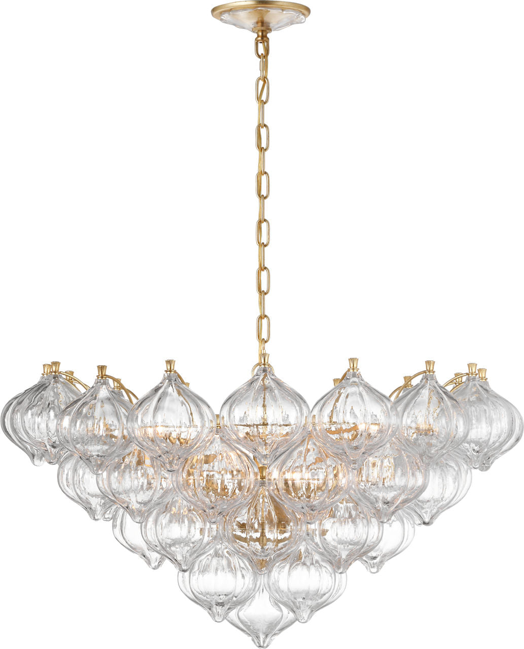 Caselli 36" Basket Chandelier | Gild | Clear Glass