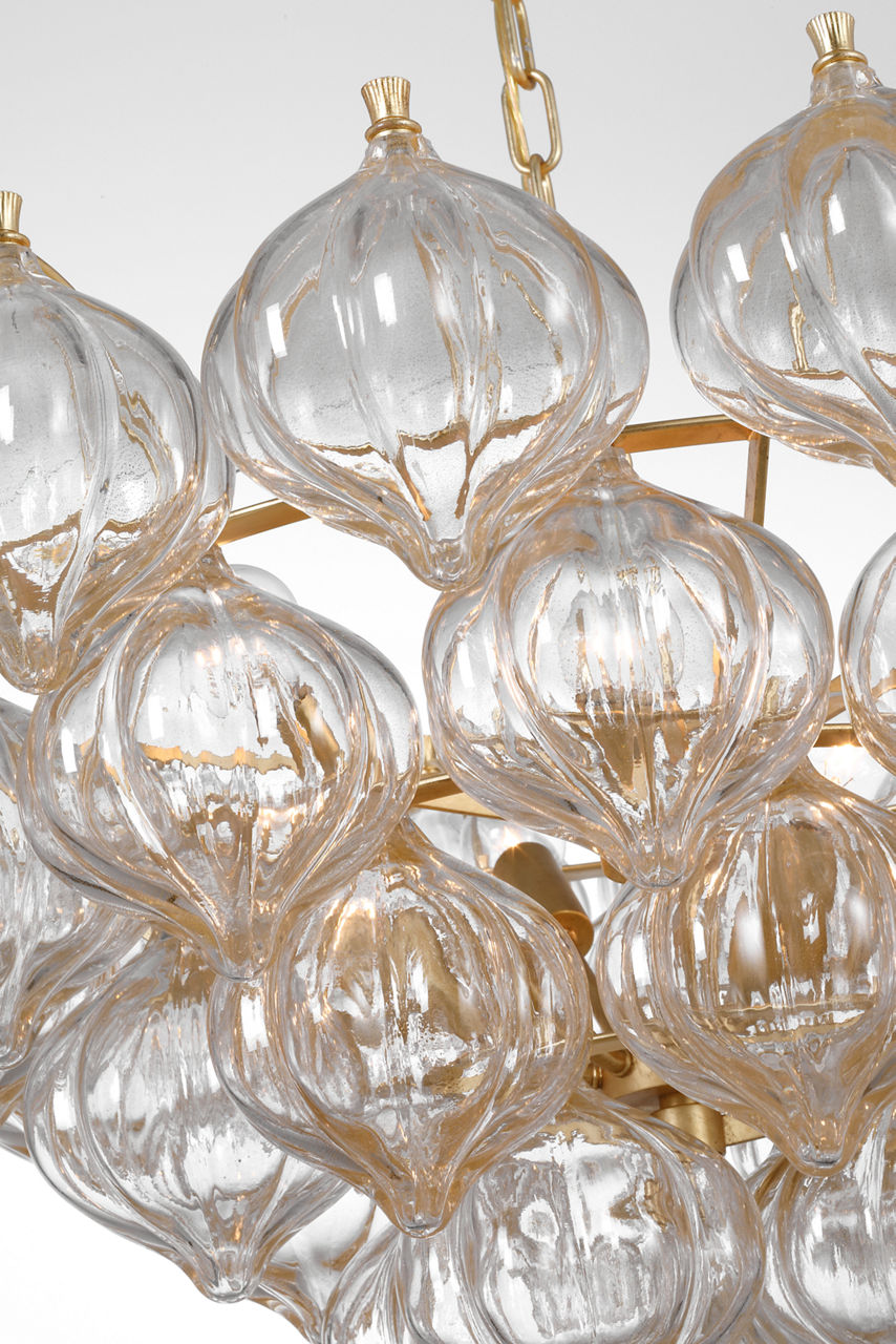 Caselli 36" Basket Chandelier | Gild | Gold Fleck Glass