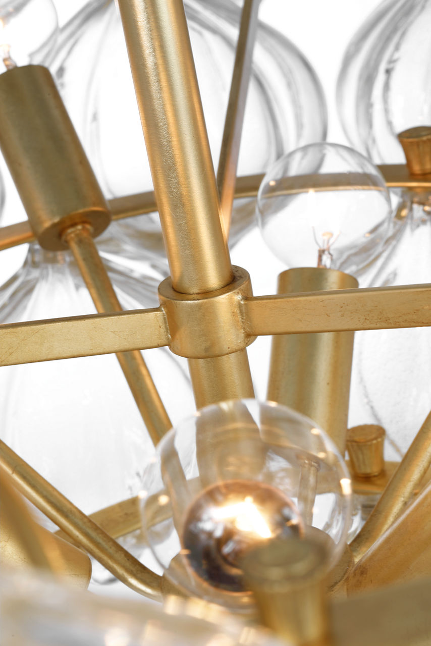 Caselli 36" Basket Chandelier | Gild | Gold Fleck Glass