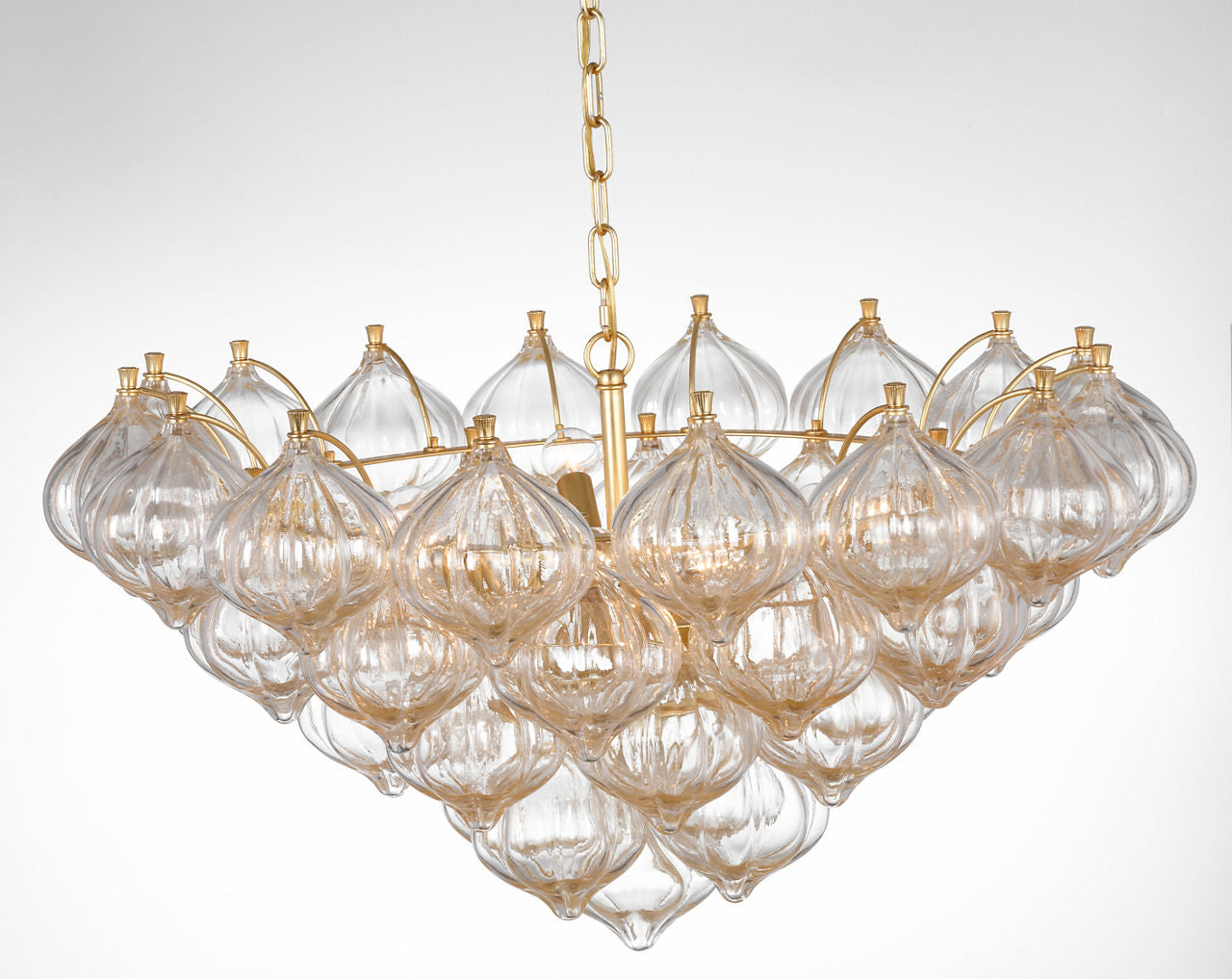 Caselli 36" Basket Chandelier | Gild | Gold Fleck Glass