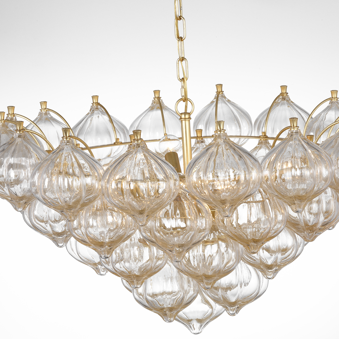 Caselli 36" Basket Chandelier | Gild | Gold Fleck Glass