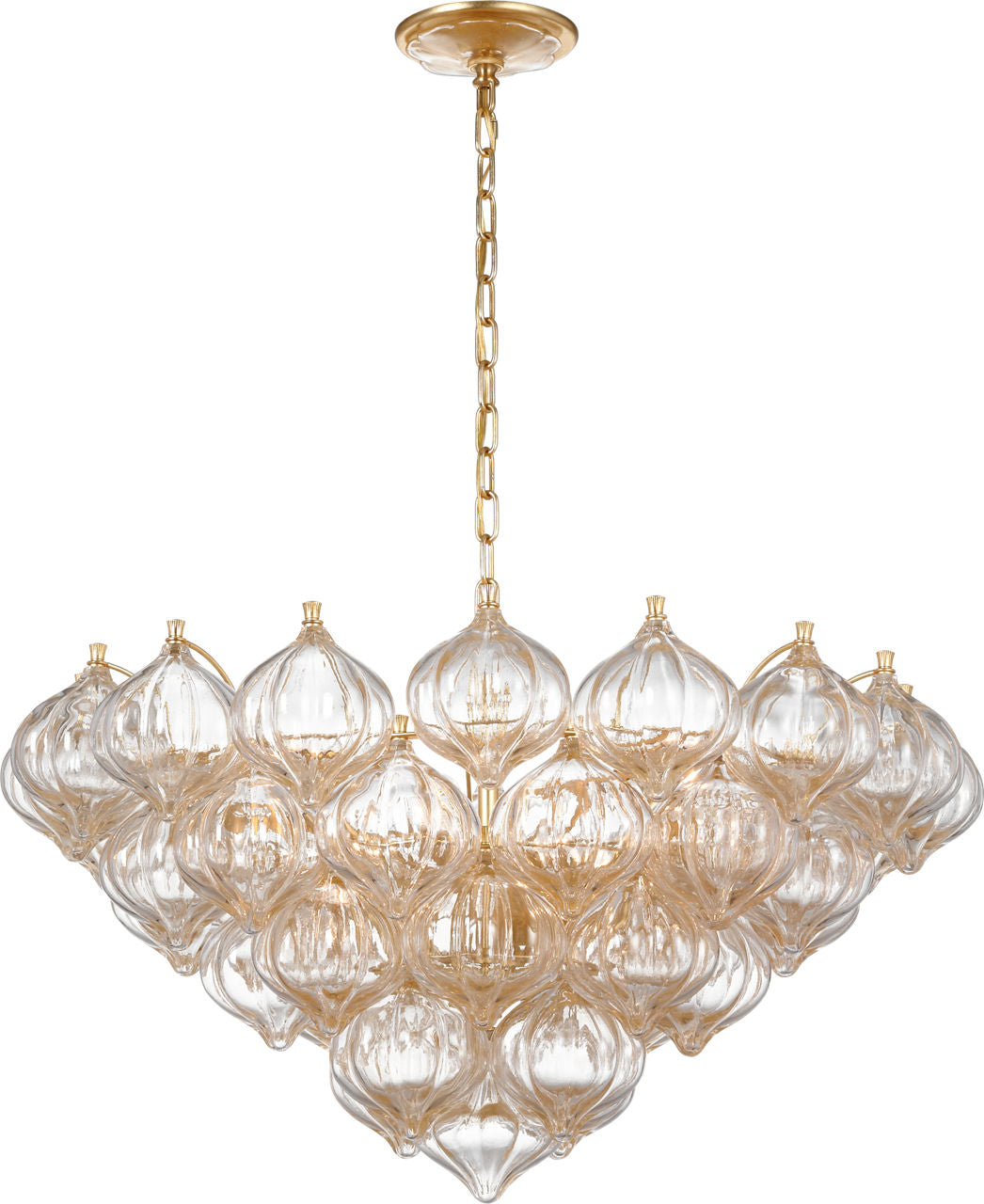 Caselli 36" Basket Chandelier | Gild | Gold Fleck Glass