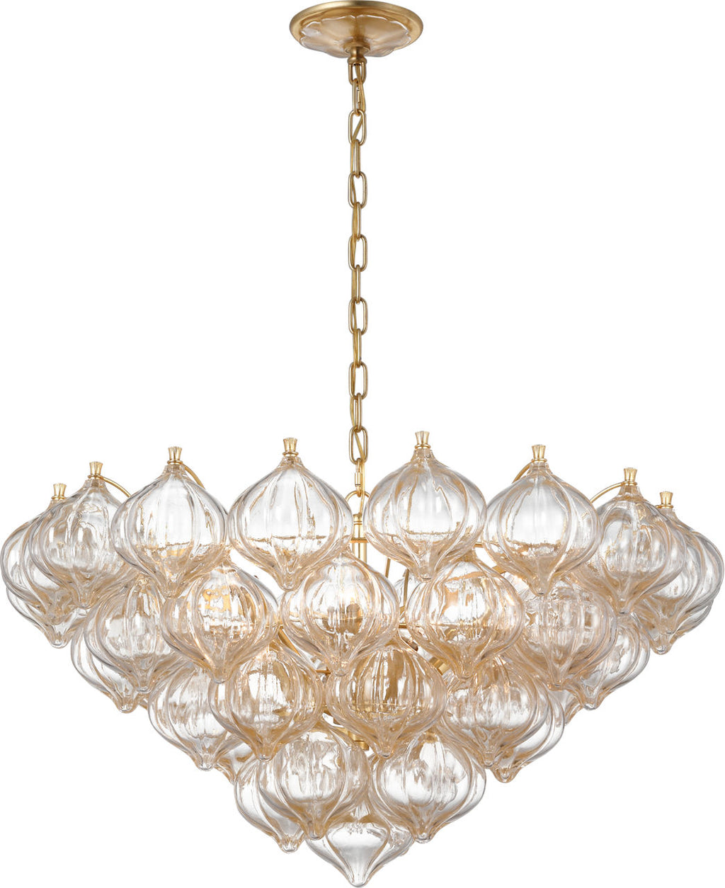 Caselli 36" Basket Chandelier | Gild | Gold Fleck Glass