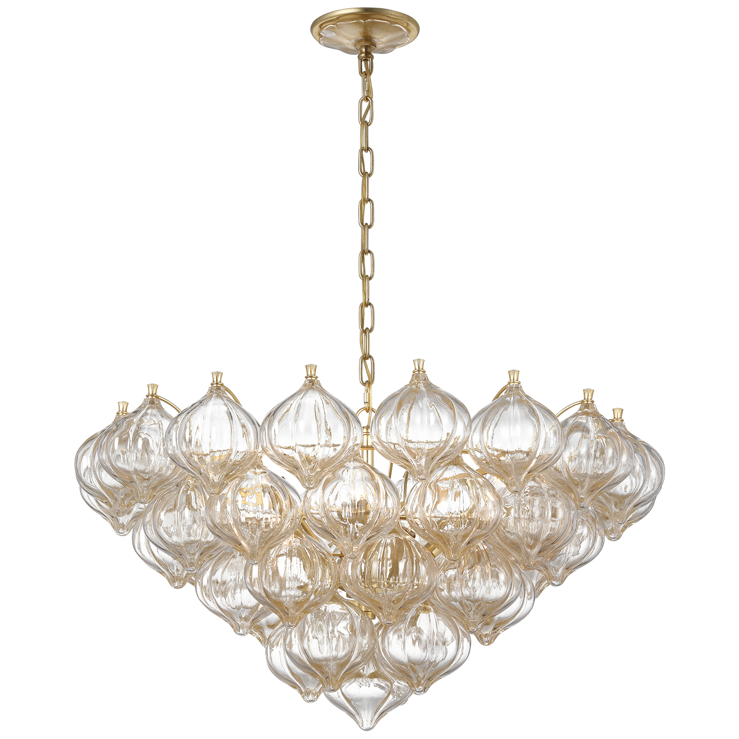 Caselli 36" Basket Chandelier | Gild | Gold Fleck Glass