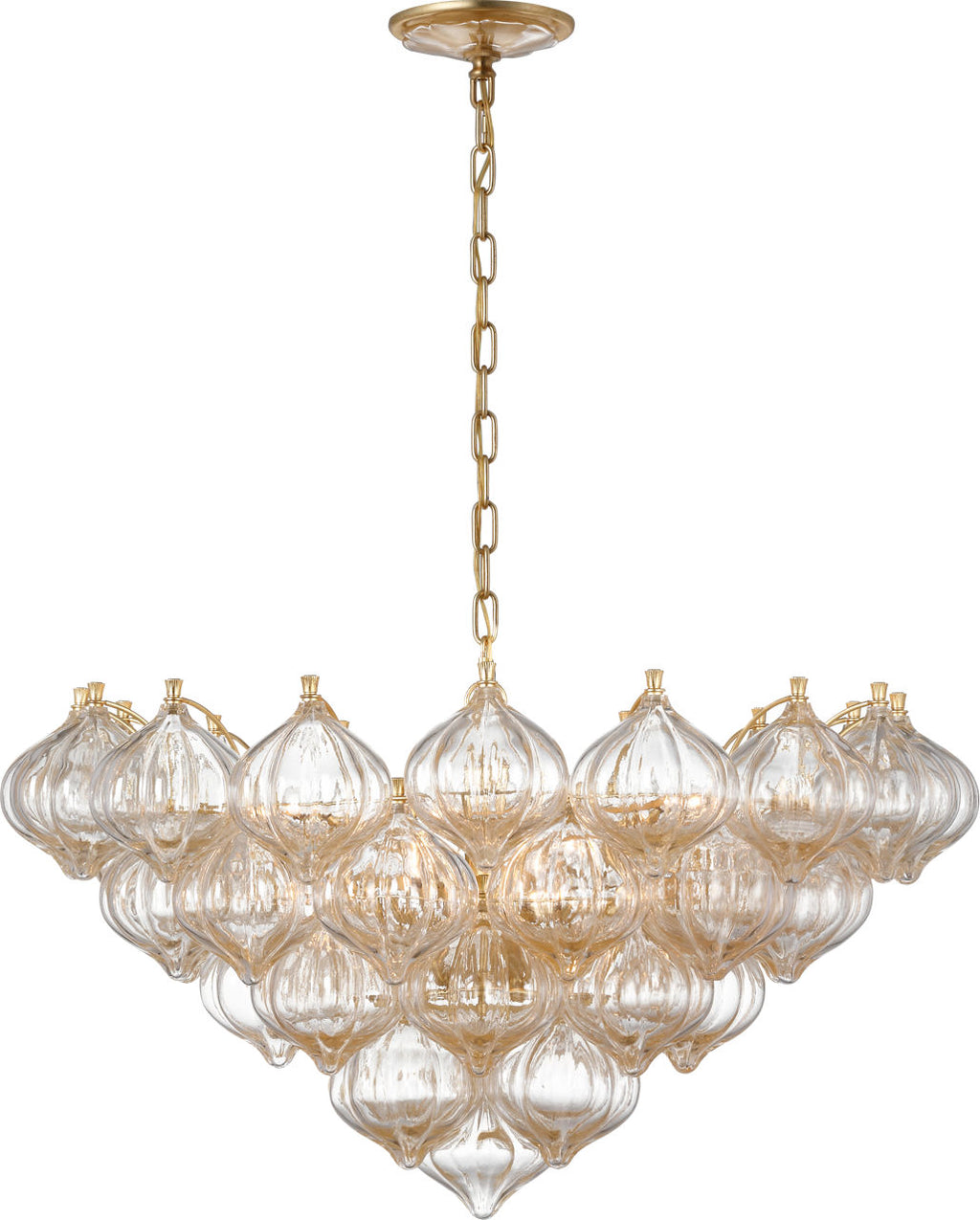 Caselli 36" Basket Chandelier | Gild | Gold Fleck Glass