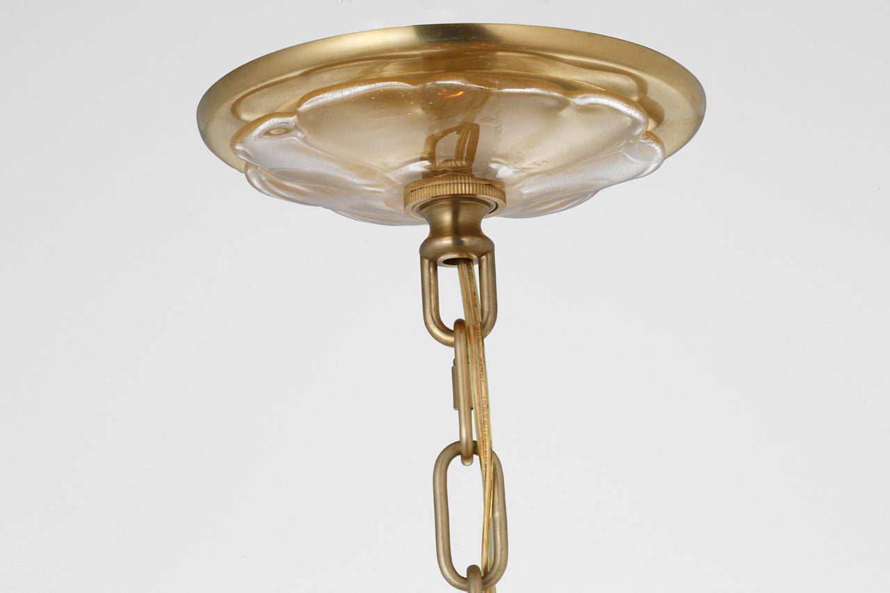 Caselli 36" Basket Chandelier | Hand-Rubbed Antique Brass | Gold Fleck Glass
