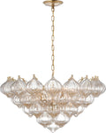 Caselli 36" Basket Chandelier | Hand-Rubbed Antique Brass | Gold Fleck Glass