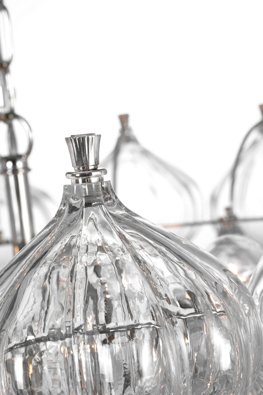 Caselli 36" Basket Chandelier | Polished Nickel | Clear Glass