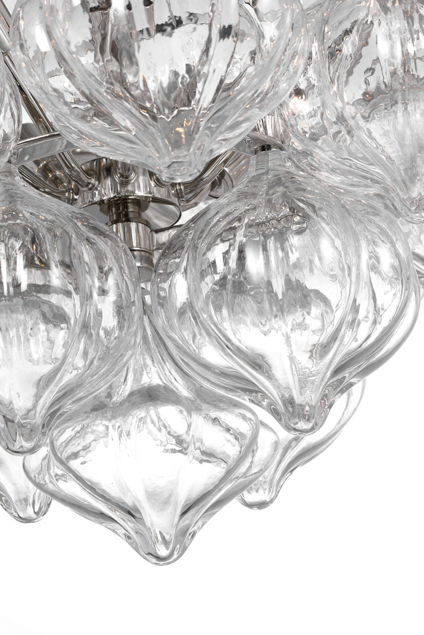 Caselli 36" Basket Chandelier | Polished Nickel | Clear Glass
