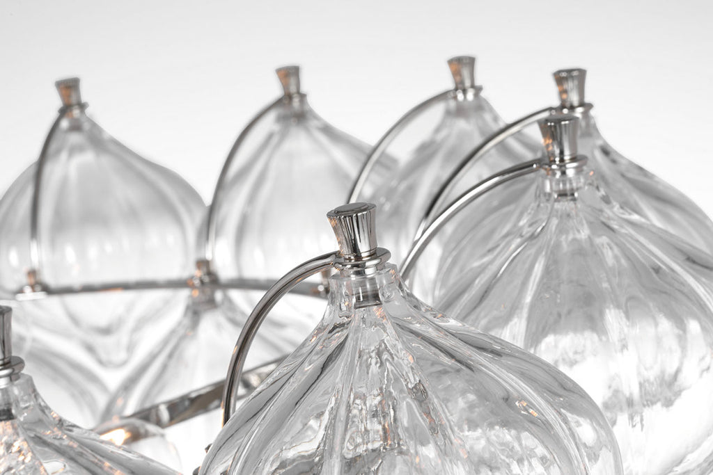 Caselli 36" Basket Chandelier | Polished Nickel | Clear Glass