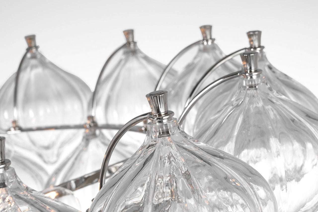Caselli 36" Basket Chandelier | Polished Nickel | Clear Glass