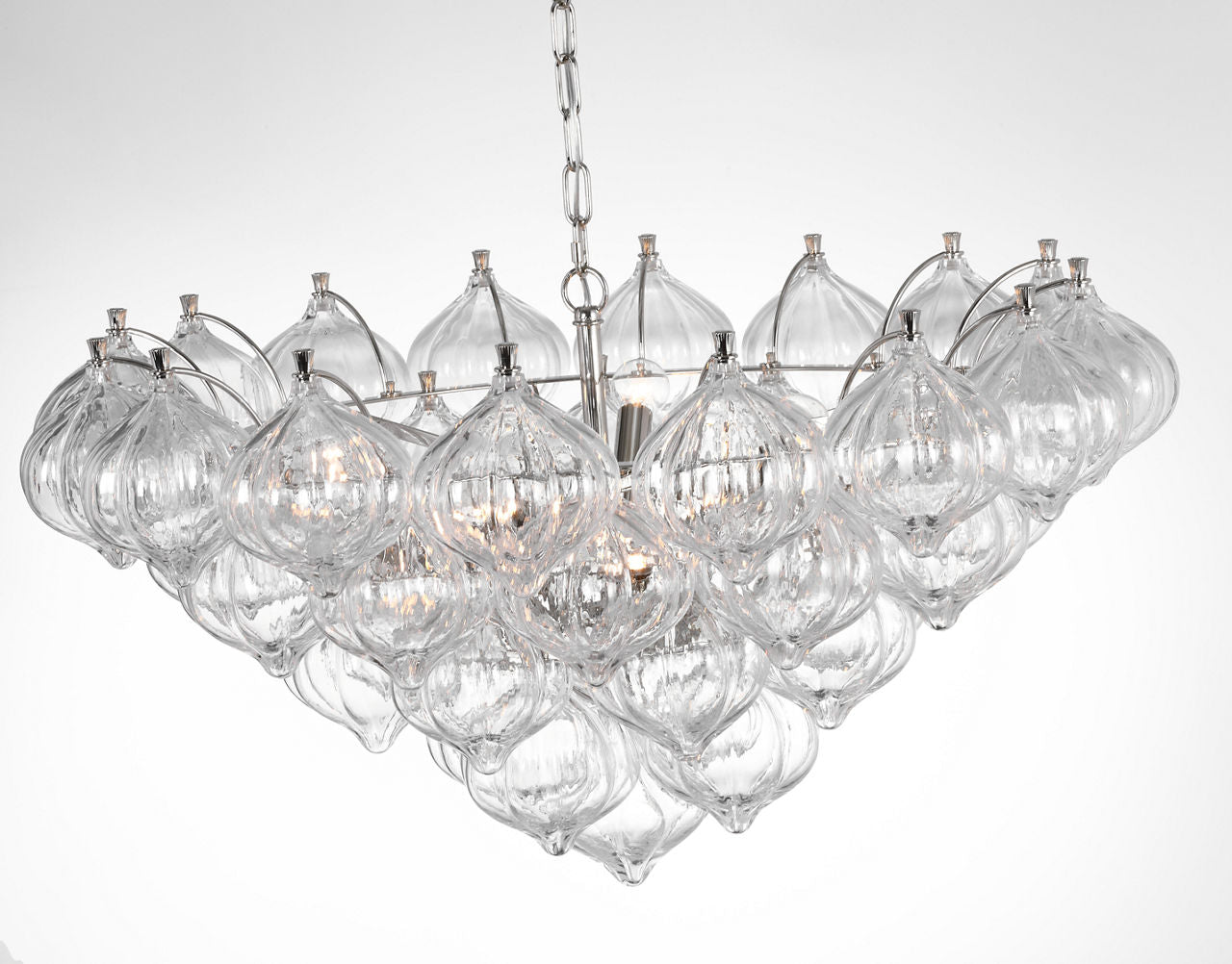 Caselli 36" Basket Chandelier | Polished Nickel | Clear Glass