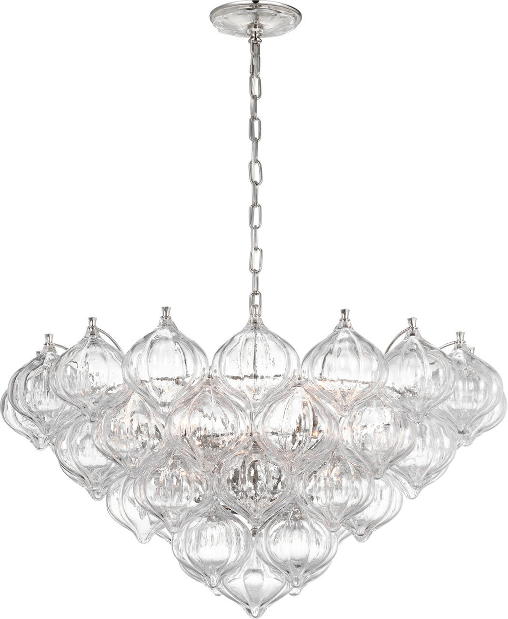 Caselli 36" Basket Chandelier | Polished Nickel | Clear Glass
