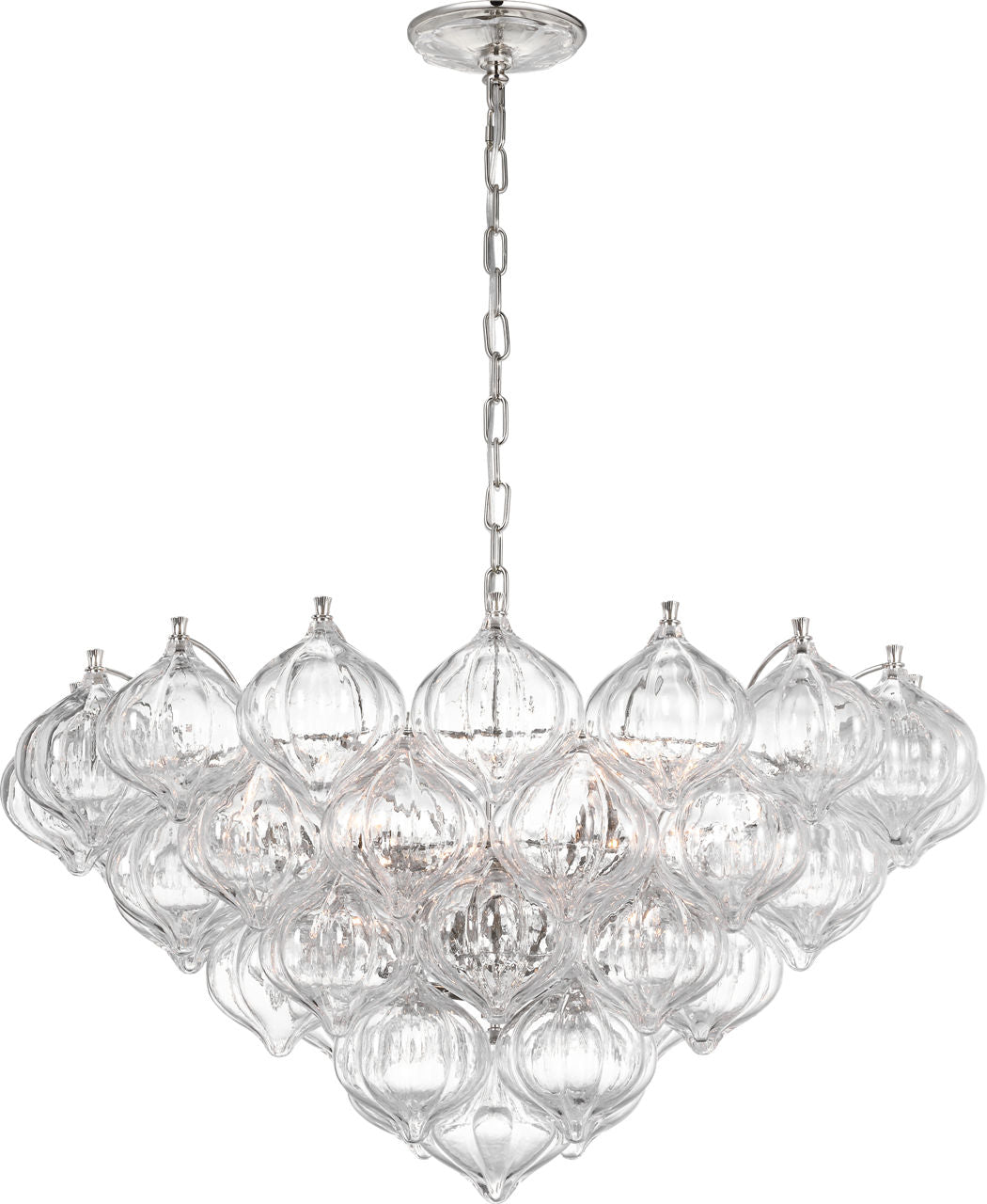 Caselli 36" Basket Chandelier | Polished Nickel | Clear Glass