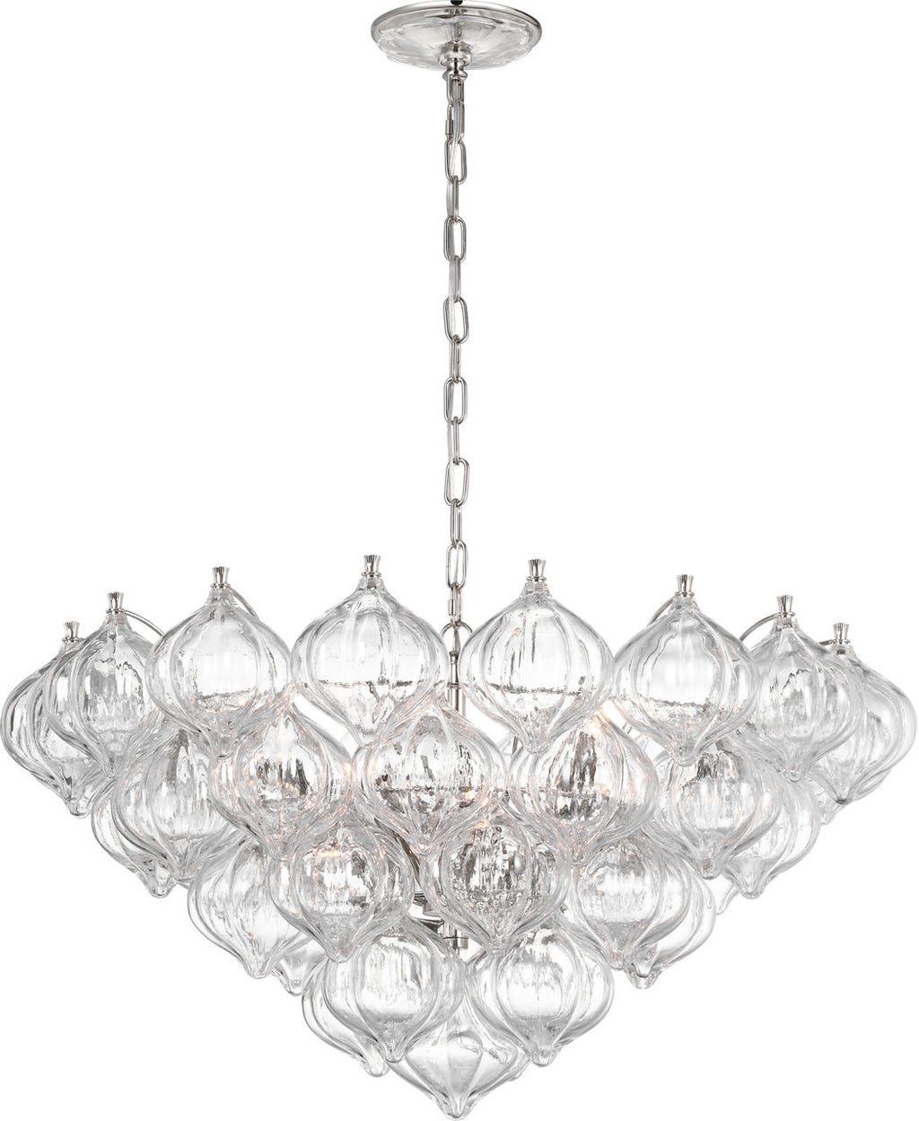 Caselli 36" Basket Chandelier | Polished Nickel | Clear Glass