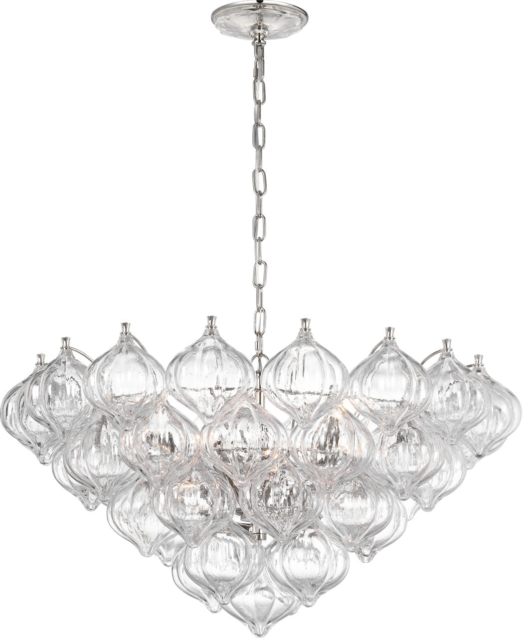 Caselli 36" Basket Chandelier | Polished Nickel | Clear Glass