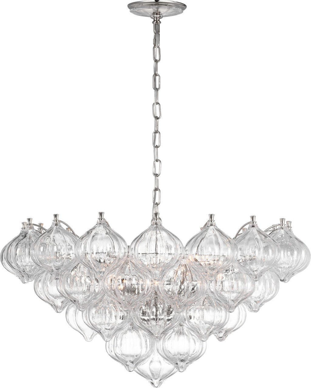 Caselli 36" Basket Chandelier | Polished Nickel | Clear Glass