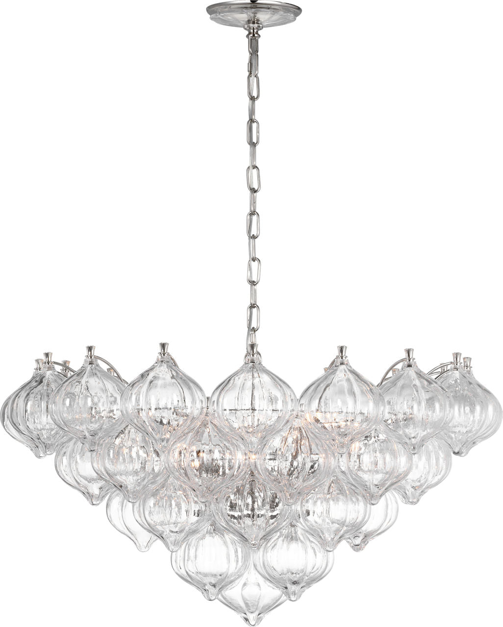 Caselli 36" Basket Chandelier | Polished Nickel | Clear Glass