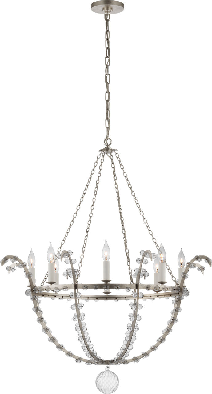Alonzo Large Chandelier | Burnished Silver Leaf and Clear Glass