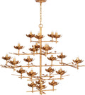 Clementine 48" Tiered Entry Chandelier | Antique Gold Leaf