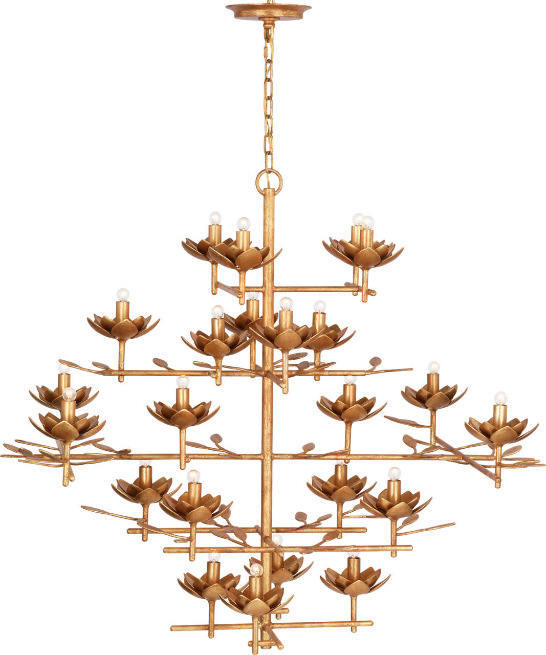 Clementine 48" Tiered Entry Chandelier | Antique Gold Leaf