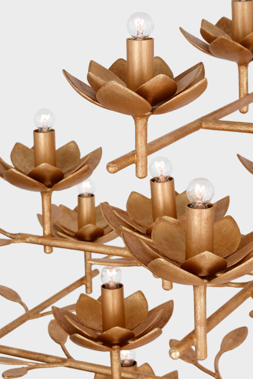 Clementine 48" Tiered Entry Chandelier | Antique Gold Leaf