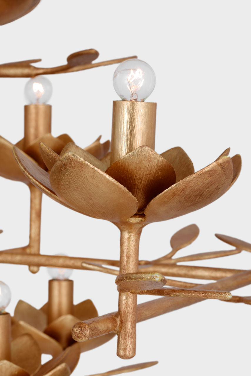 Clementine 48" Tiered Entry Chandelier | Antique Gold Leaf