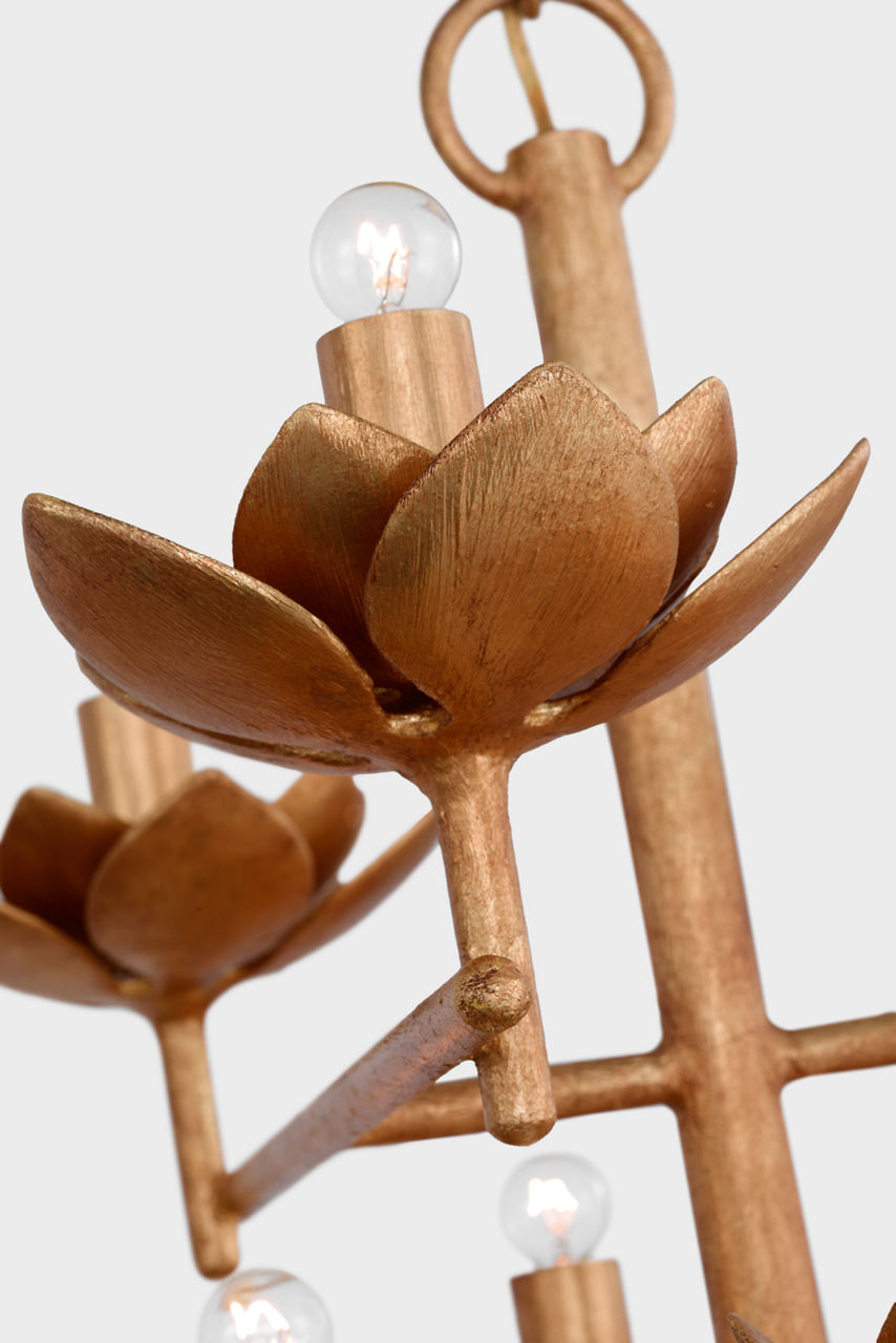 Clementine 48" Tiered Entry Chandelier | Antique Gold Leaf