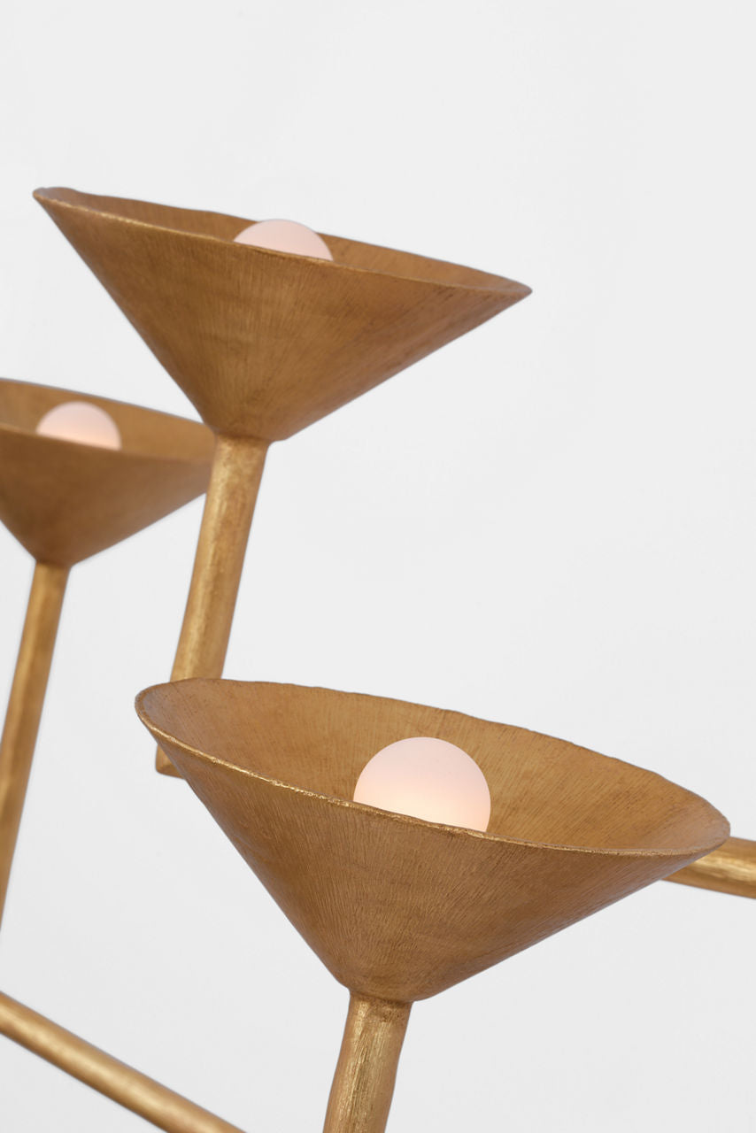 Eleanor 53" Asymmetric Chandelier | Antique Gold Leaf