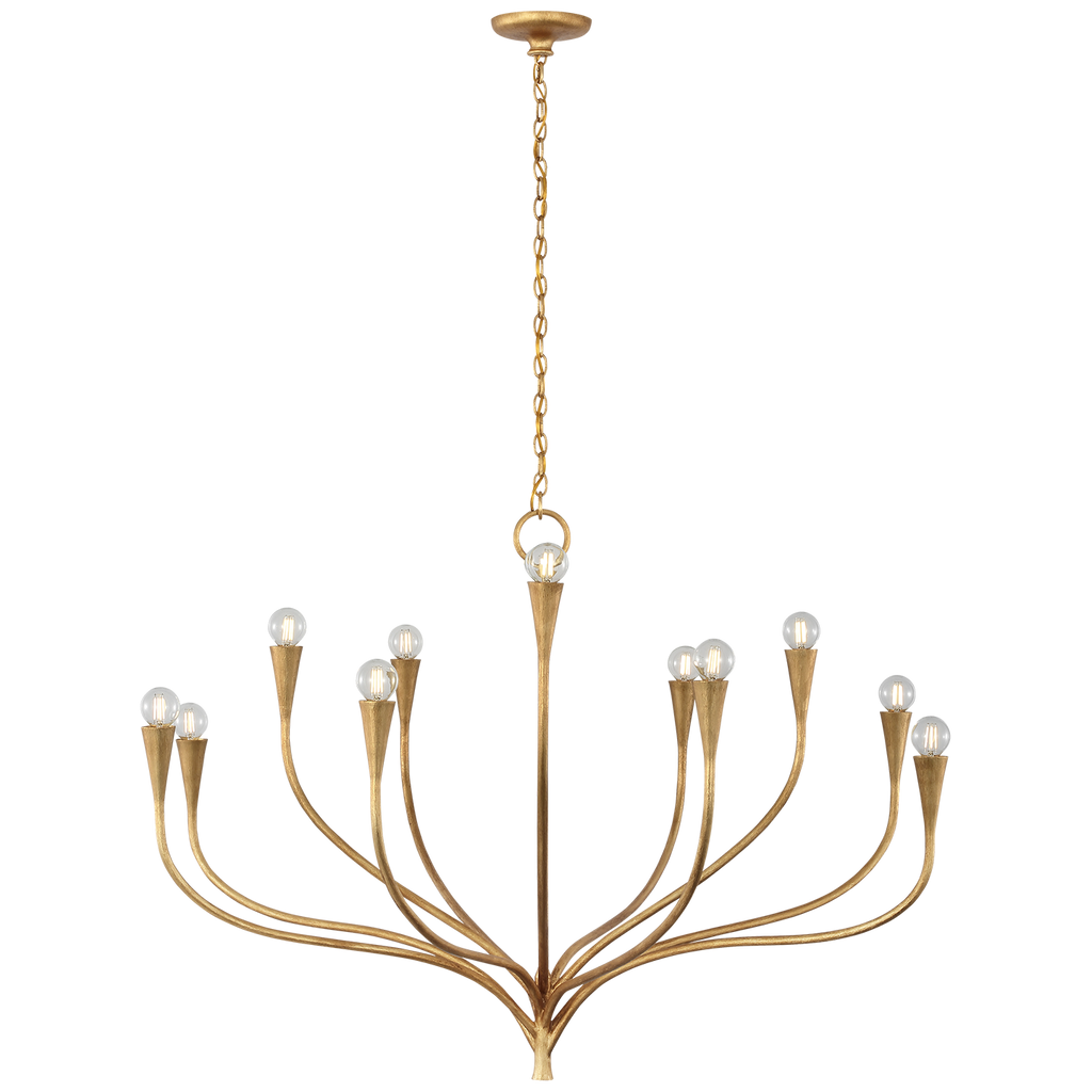 Marini 43" Chandelier | Antique Gold Leaf