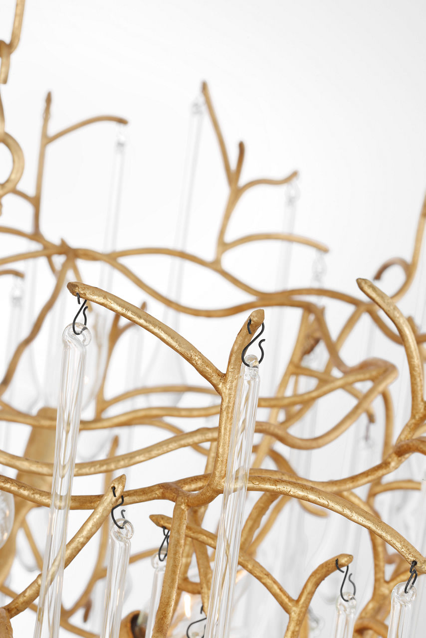 Rayne 31" Chandelier | Gilded Iron | Clear Glass