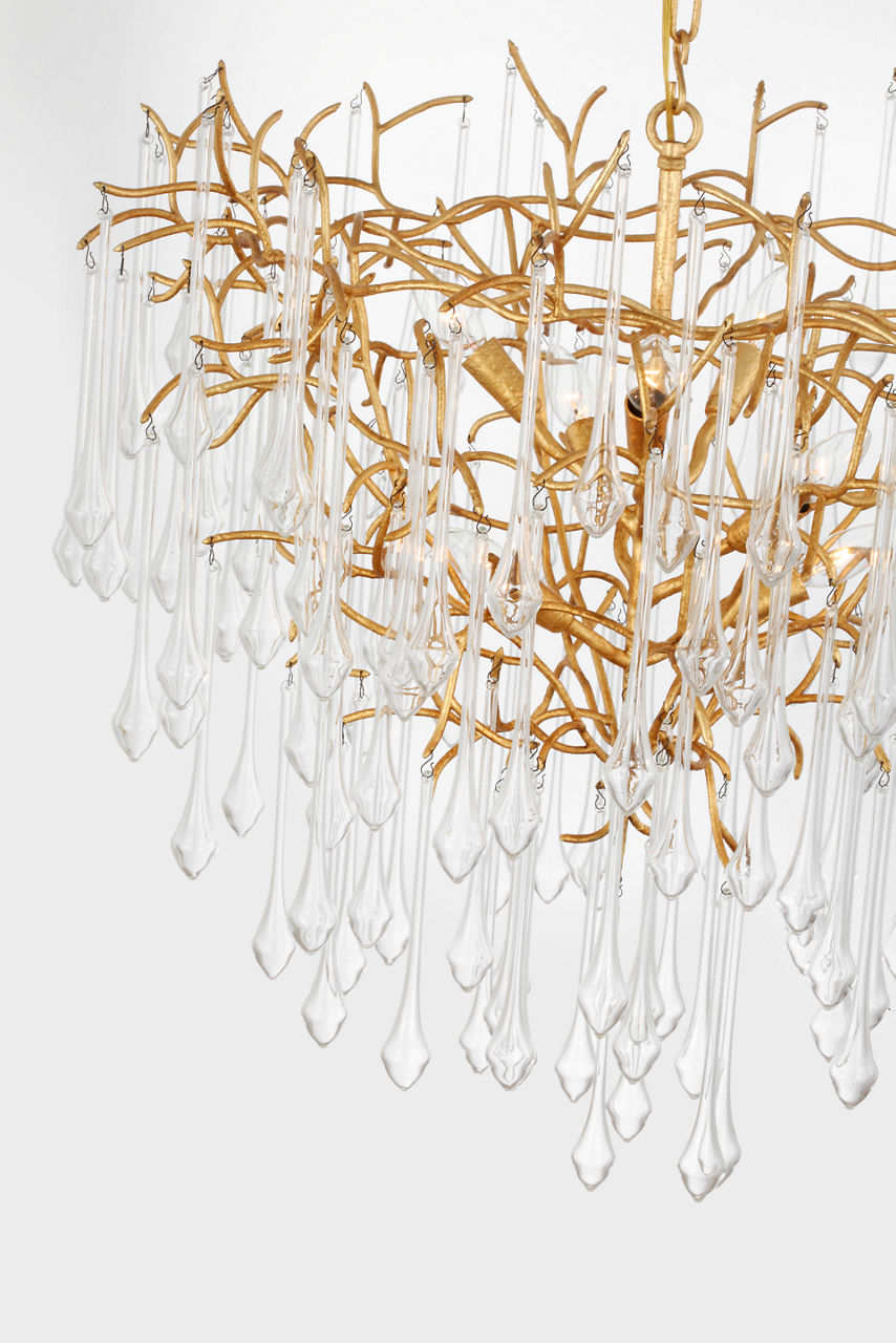 Rayne 31" Chandelier | Gilded Iron | Clear Glass