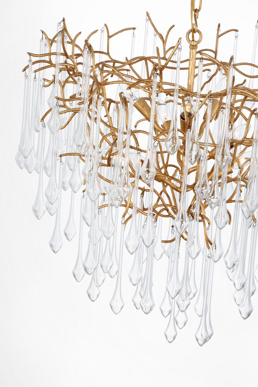 Rayne 31" Chandelier | Gilded Iron | Clear Glass