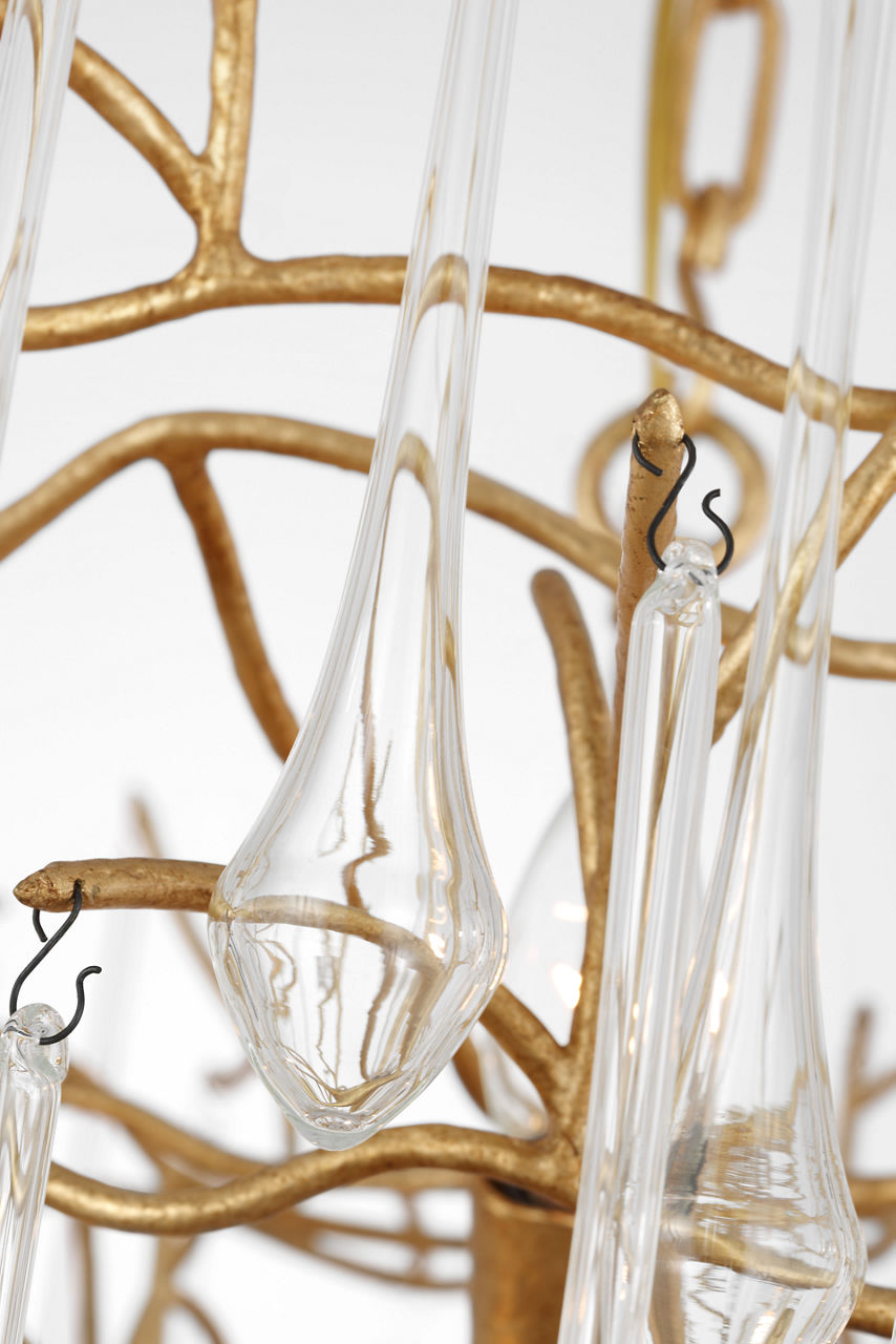 Rayne 31" Chandelier | Gilded Iron | Clear Glass