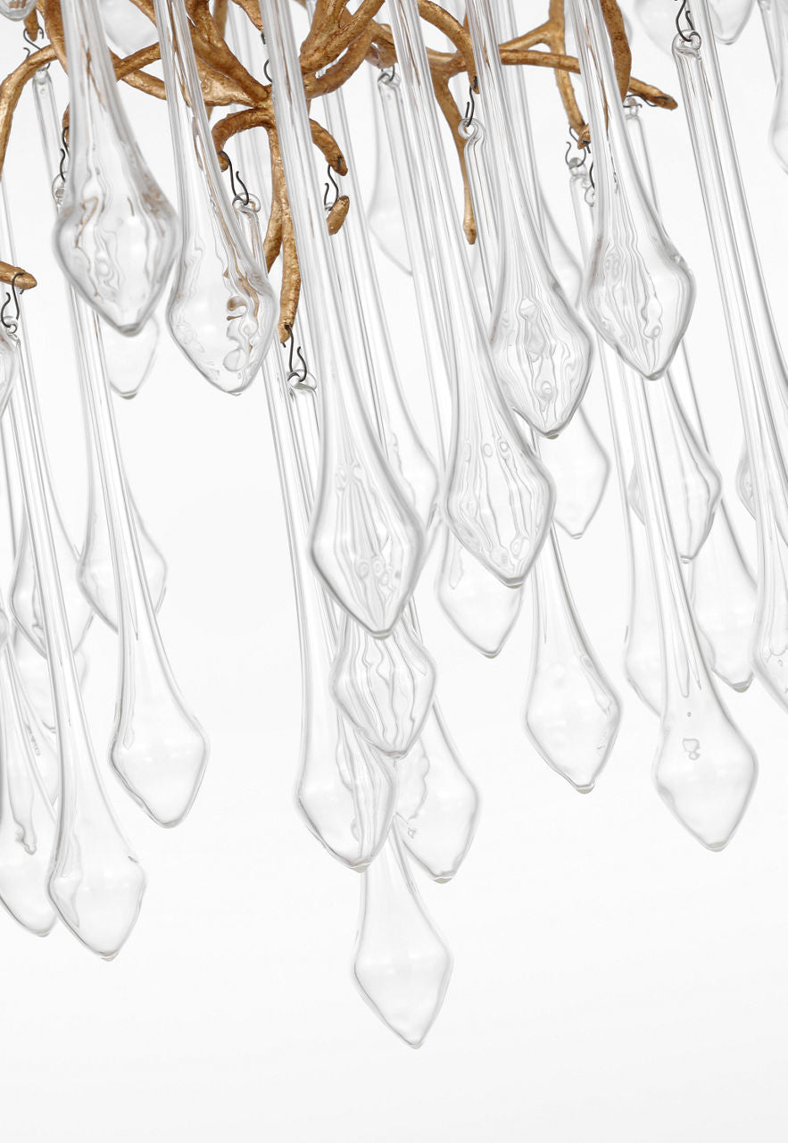 Rayne 31" Chandelier | Gilded Iron | Clear Glass