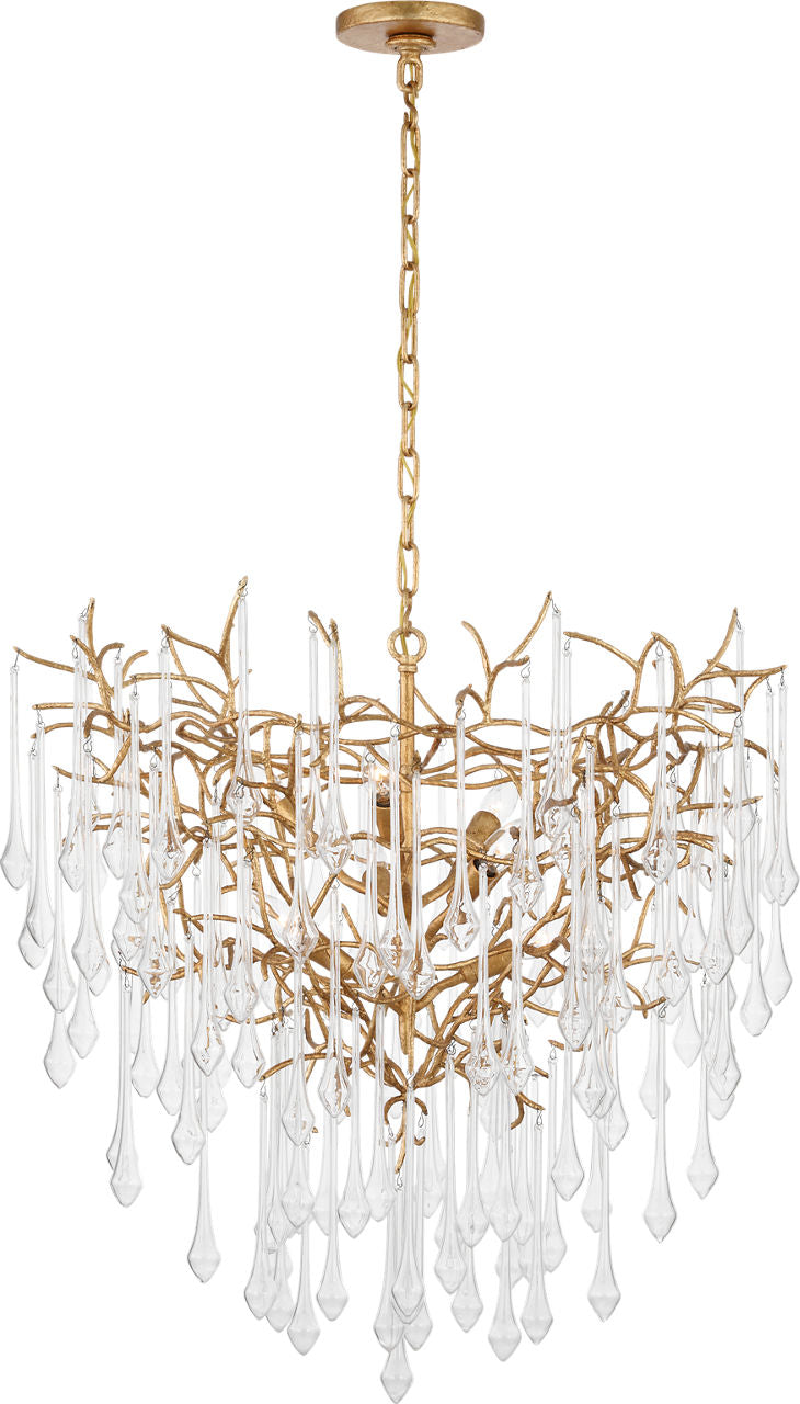 Rayne 31" Chandelier | Gilded Iron | Clear Glass
