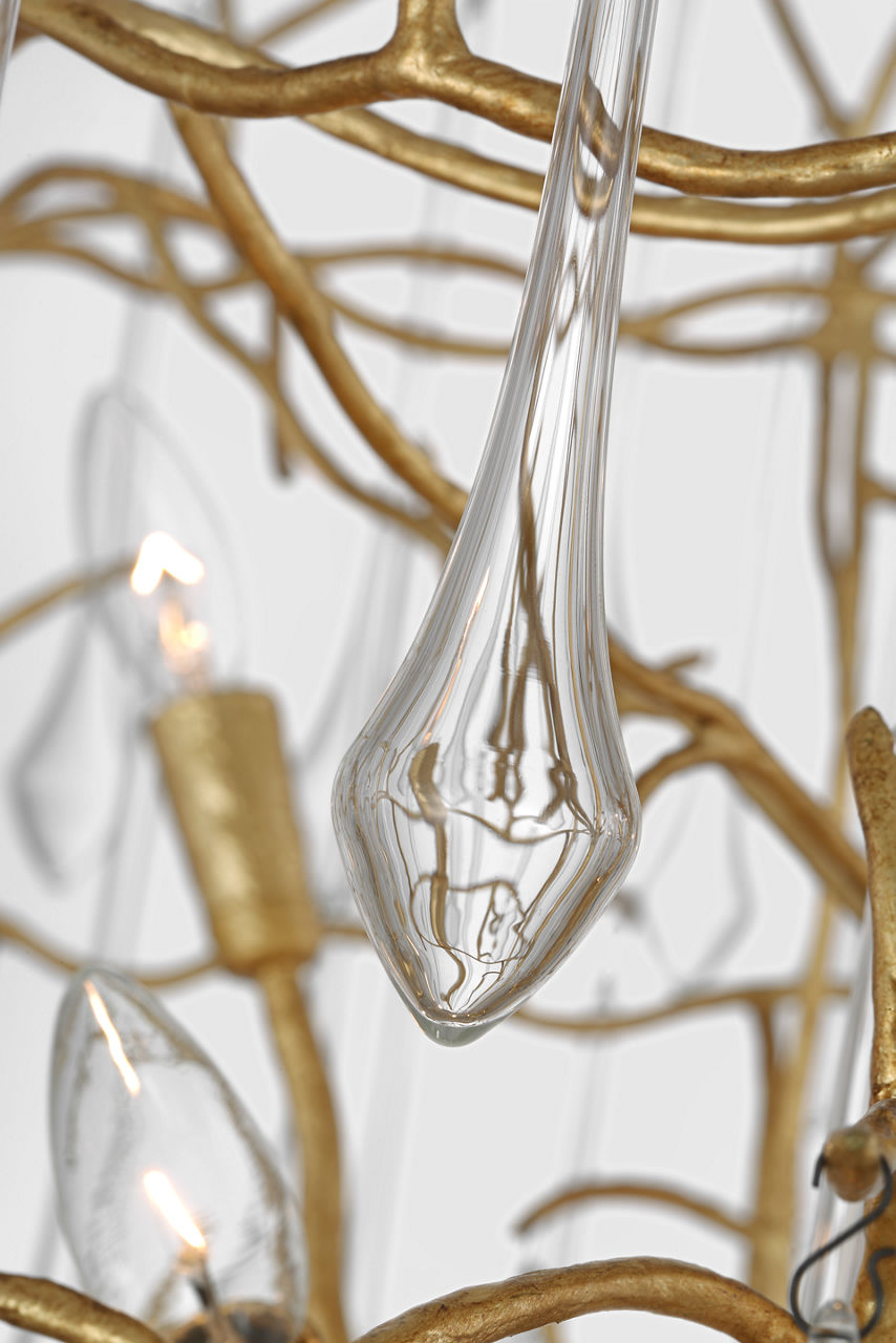 Rayne 34" Entry Chandelier | Gilded Iron | Clear Glass