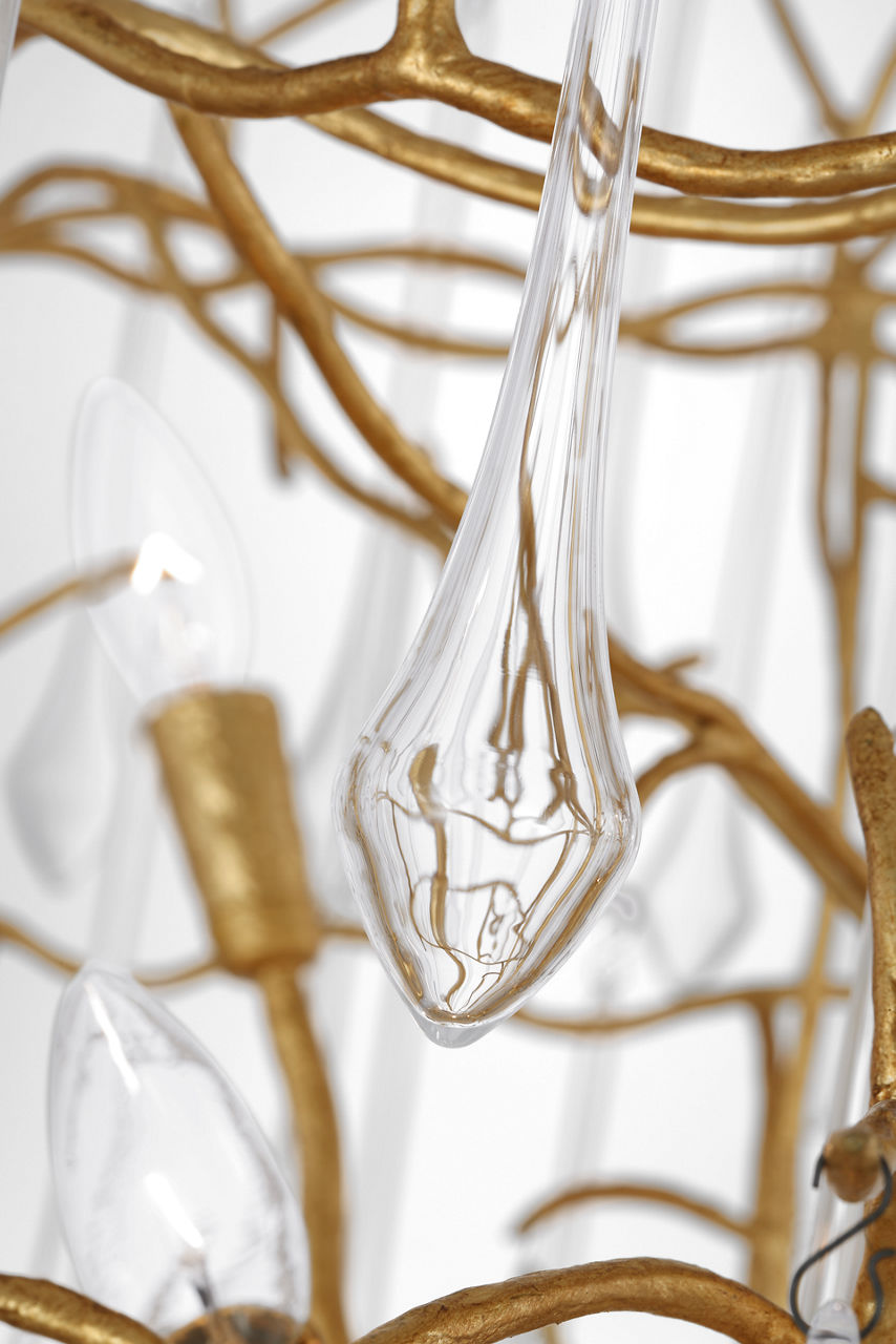 Rayne 34" Entry Chandelier | Gilded Iron | Clear Glass