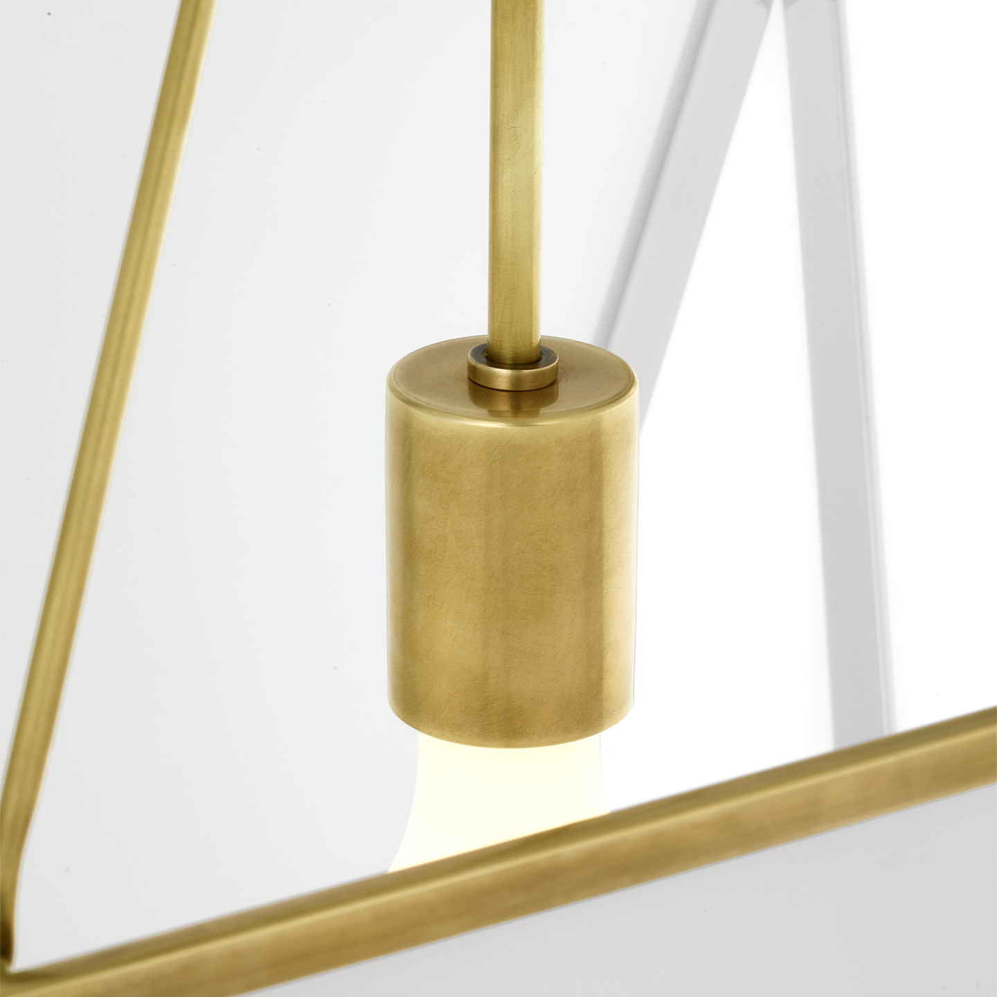 Lorino 17" Tapered Lantern | Hand-Rubbed Antique Brass | White Glass