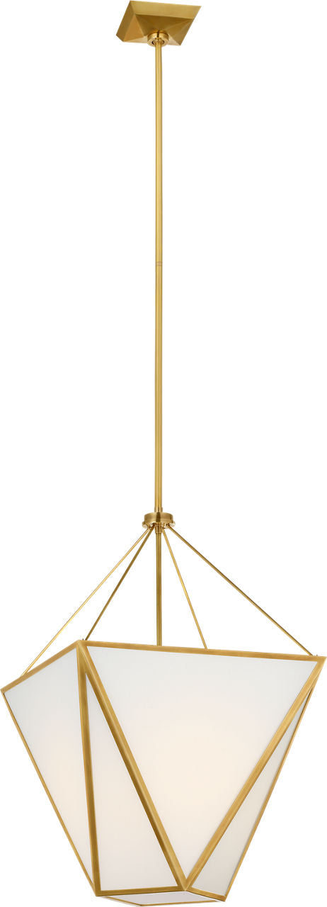 Lorino 17" Tapered Lantern | Hand-Rubbed Antique Brass | White Glass
