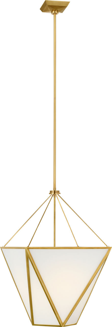 Lorino 17" Tapered Lantern | Hand-Rubbed Antique Brass | White Glass